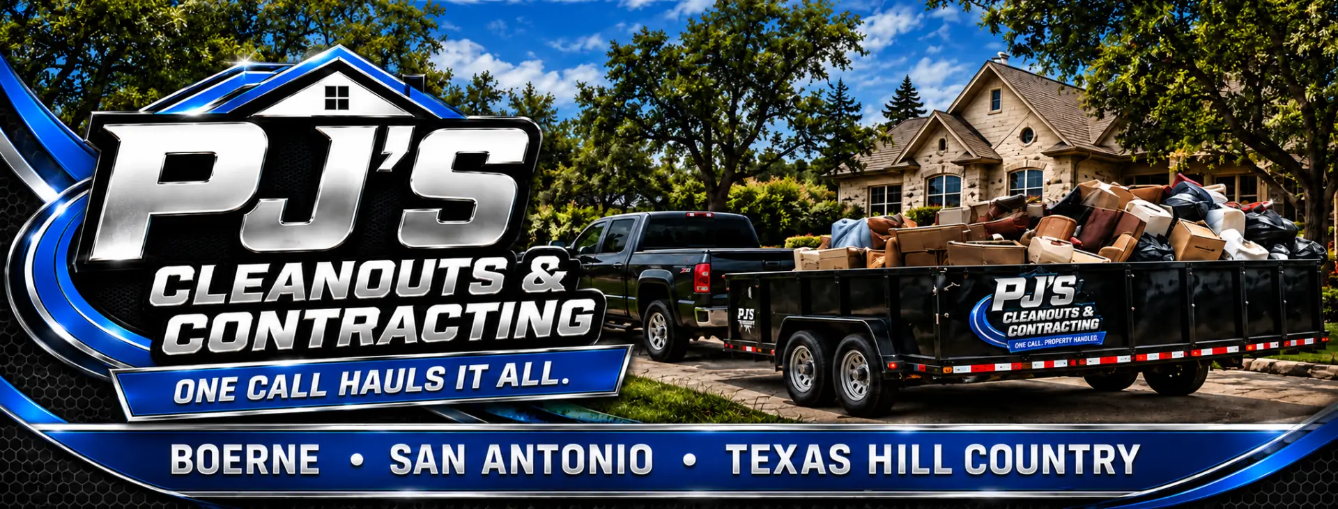 PJ's Hauls It cleanouts and contracting serving Boerne, San Antonio and the Texas Hill Country